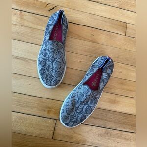 Rothy’s sneakers slip on python grey snake design shoes